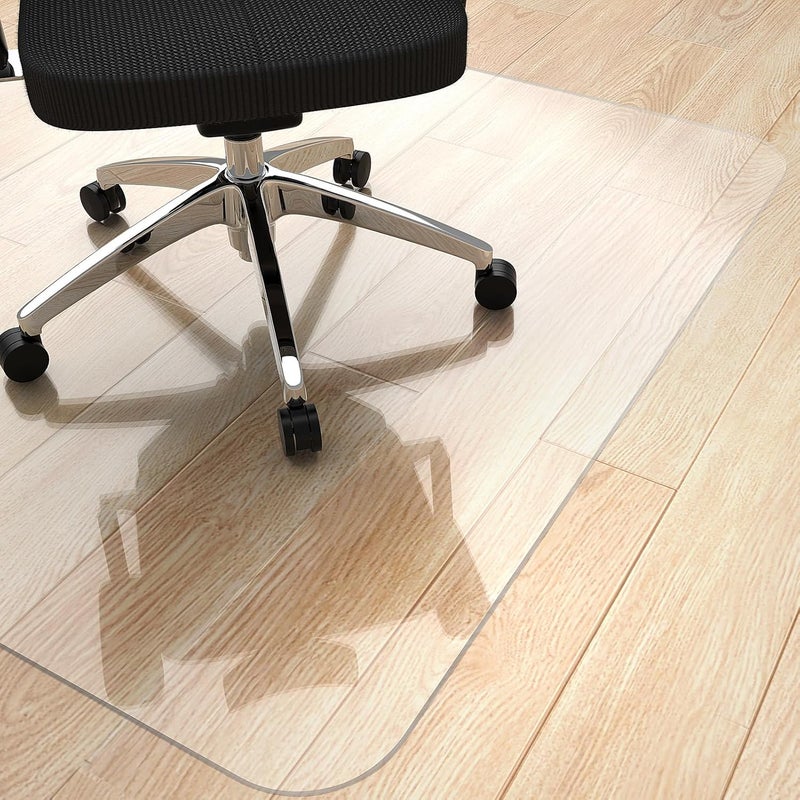 Yecaye Office Chair Mat for Hardwood Floor, Clear Computer Desk Chair Mat, PVC Heavy Duty Floor Protector for Rolling Chairs, Can't be Used on Carpet(Transparent, 45" x 53") - Image 1